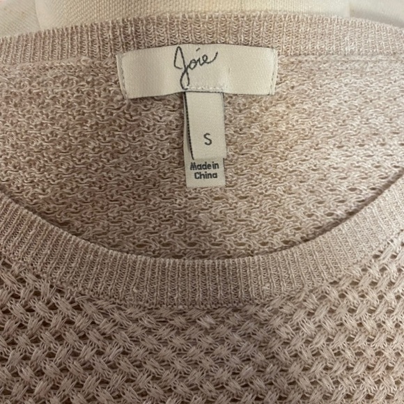 Joie Tan Linen Blend Woven Lightweight Sweater Asymmetrical Hem Small - Picture 7 of 10